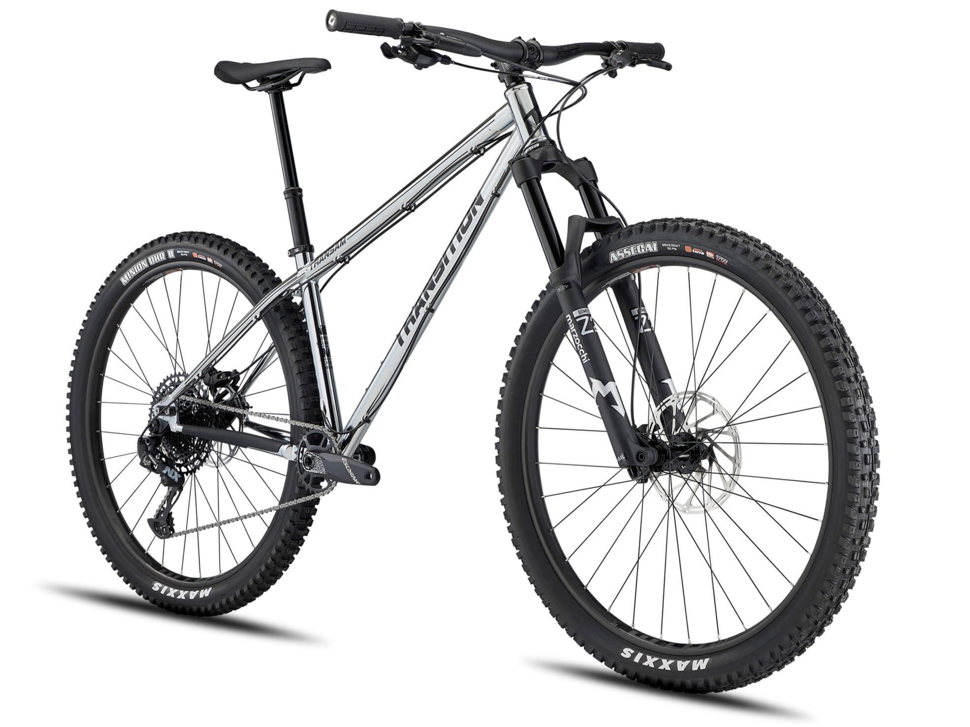 Transition TransAm NX Steel Hardtail mountainbike Chrome Forward facing view
