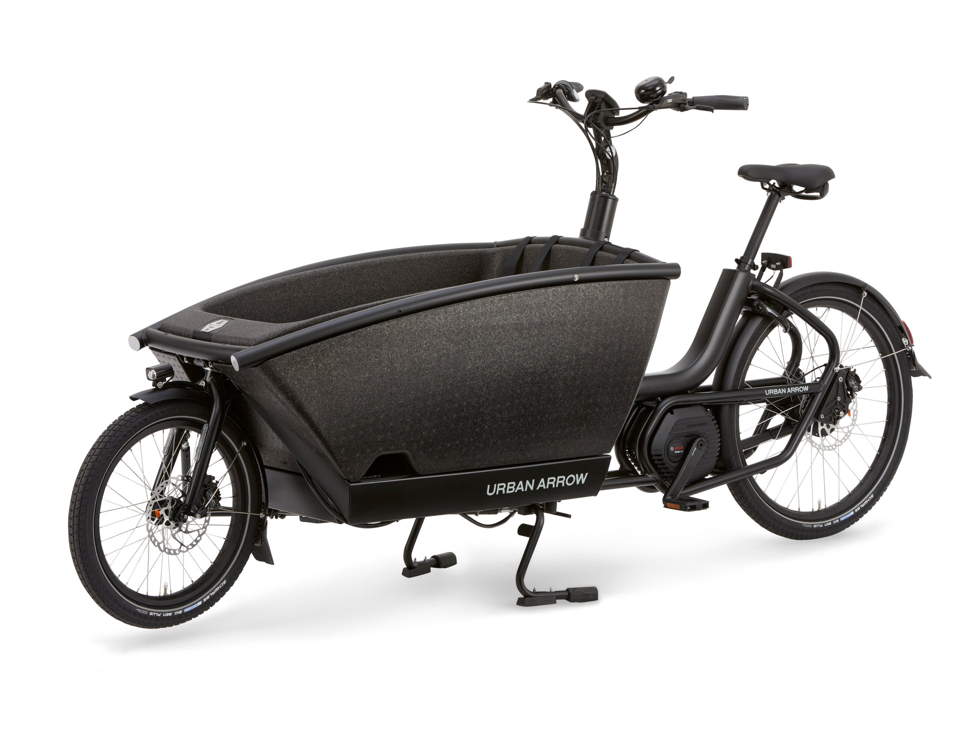 Urban Arrow Family Cargo electric bike black front left side profile on Fly Rides