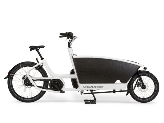 Urban Arrow Family Cargo electric bike white side profile on Fly Rides