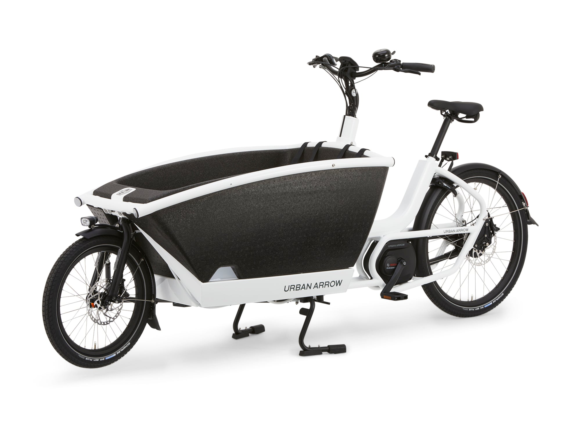 Urban Arrow Family Performance cargo electric bike white front left side profile on Fly Rides