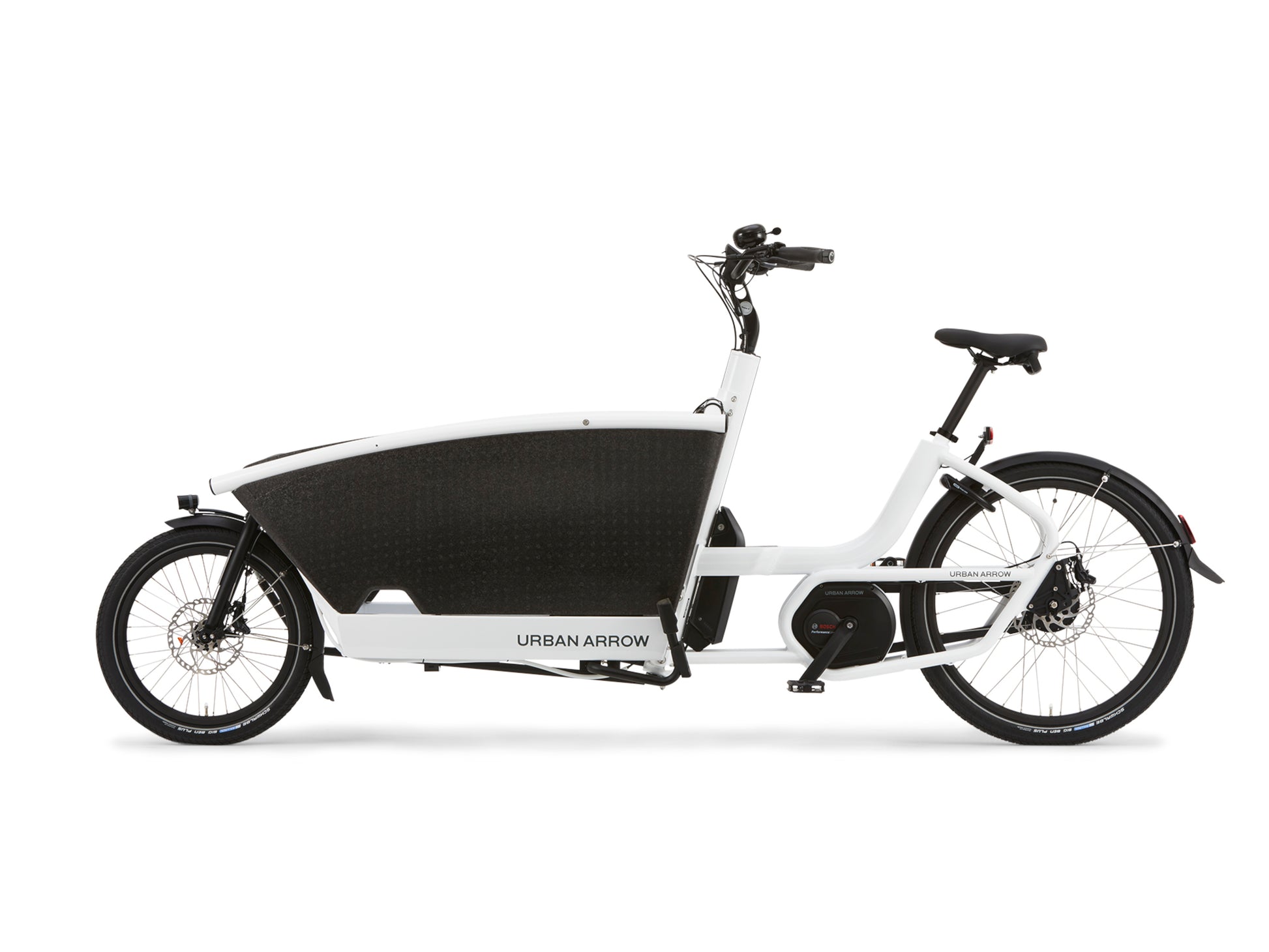 Urban Arrow Family Performance cargo electric bike white left side profile on Fly Rides
