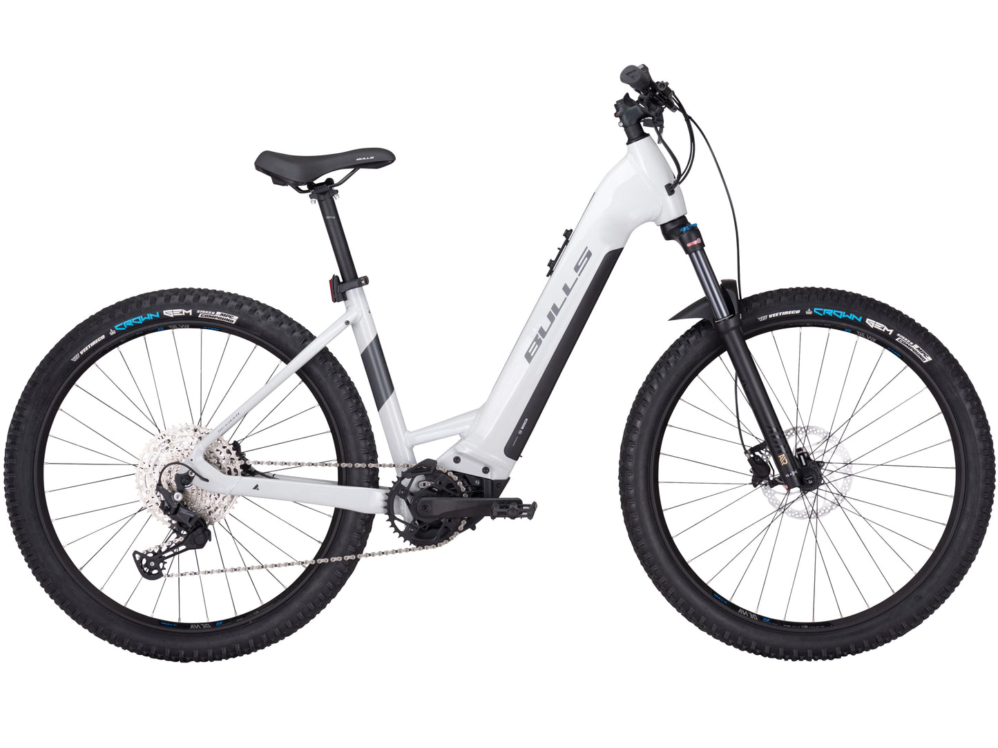 Bulls Copperhead EVO 2 750 Wave eMTB hard tail light grey gold side profile white background on Fly Rides