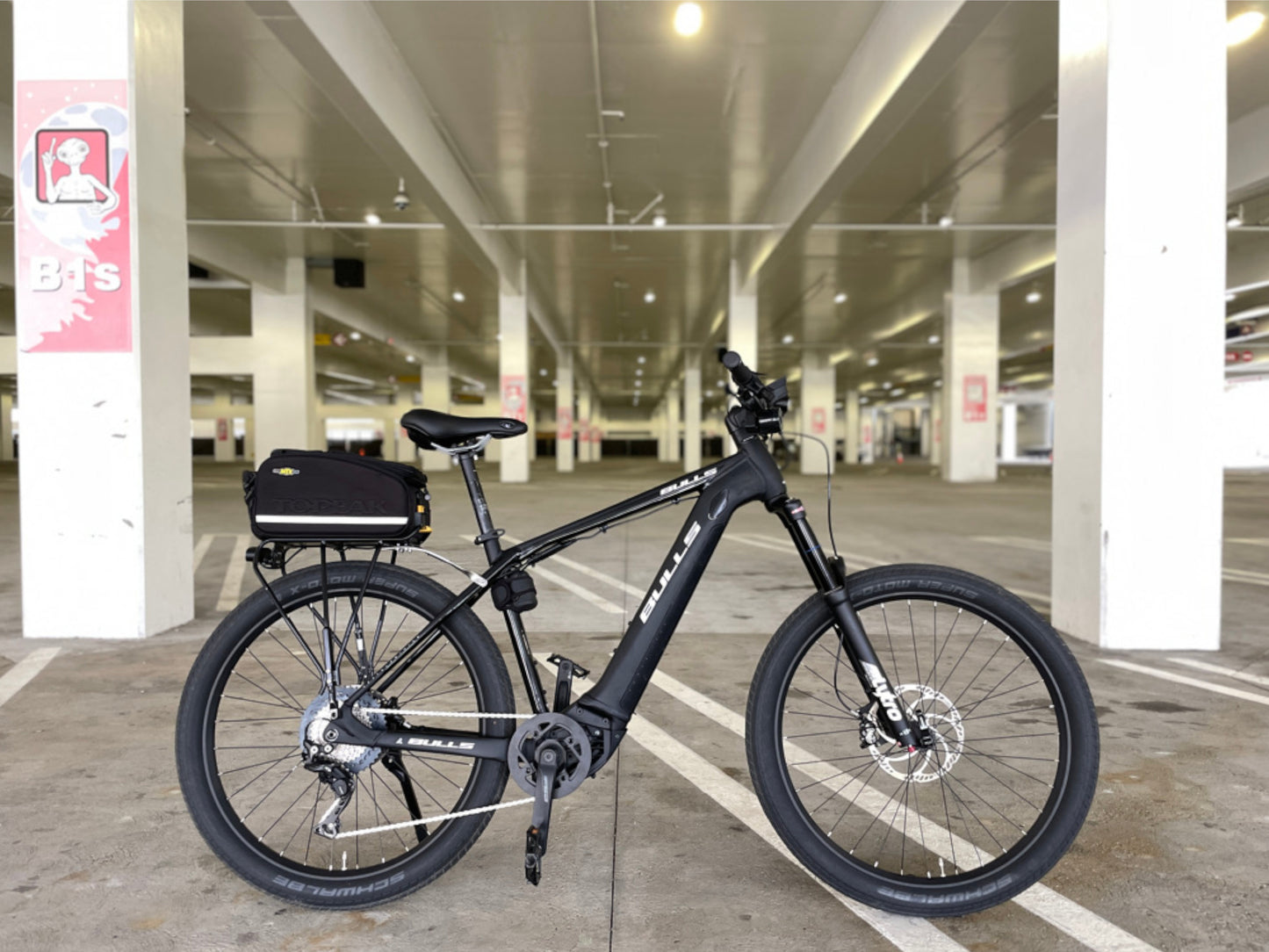 Bulls Sentinel 3 eMTB hardtail bike Chrome black side profile in parking garage
