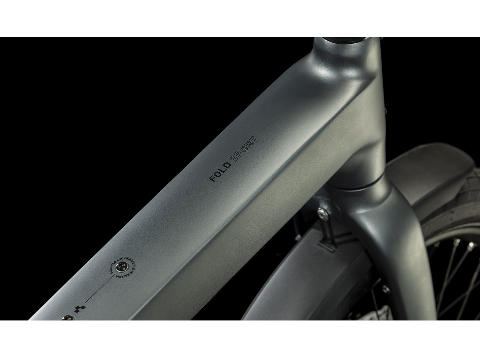 Cube Fold Sport Hybrid 500 electric bike flashgrey n black closeup top tube