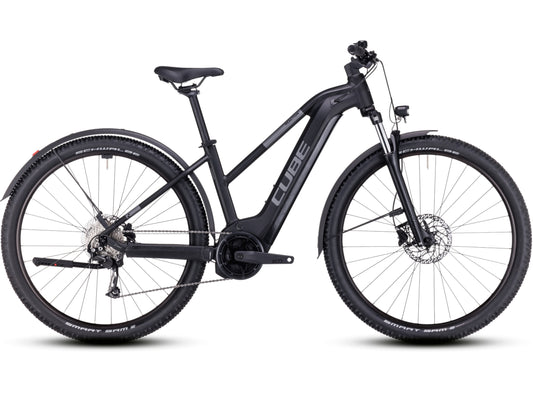 Cube Reaction Hybrid Performance 500 Allroad Trapeze eMTB hardtail black n grey side profile on Fly Rides