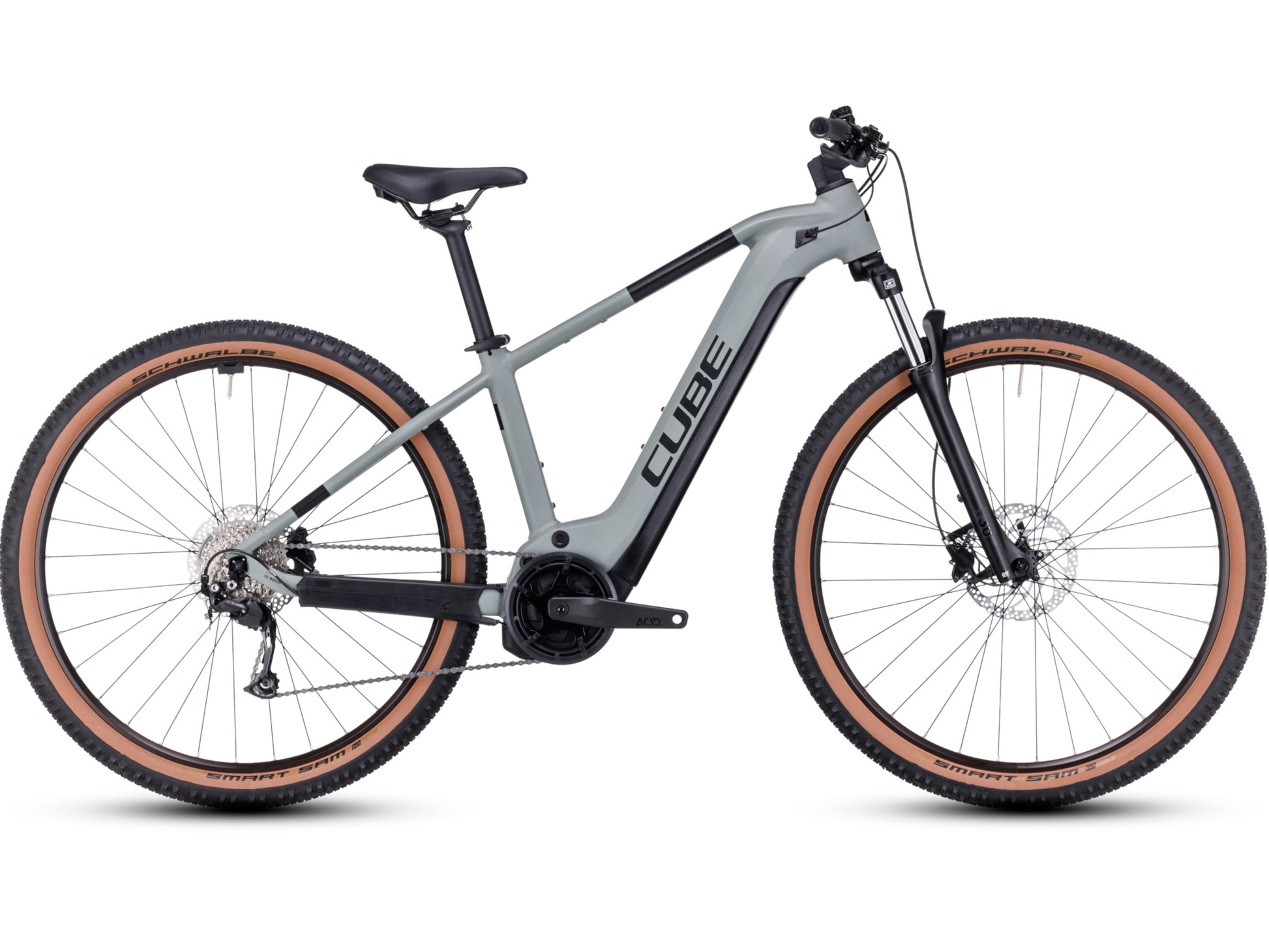 grande autonomie batterie vélo VTT électrique semi-rigide Cube reaction hybrid one 500 grey´n´black