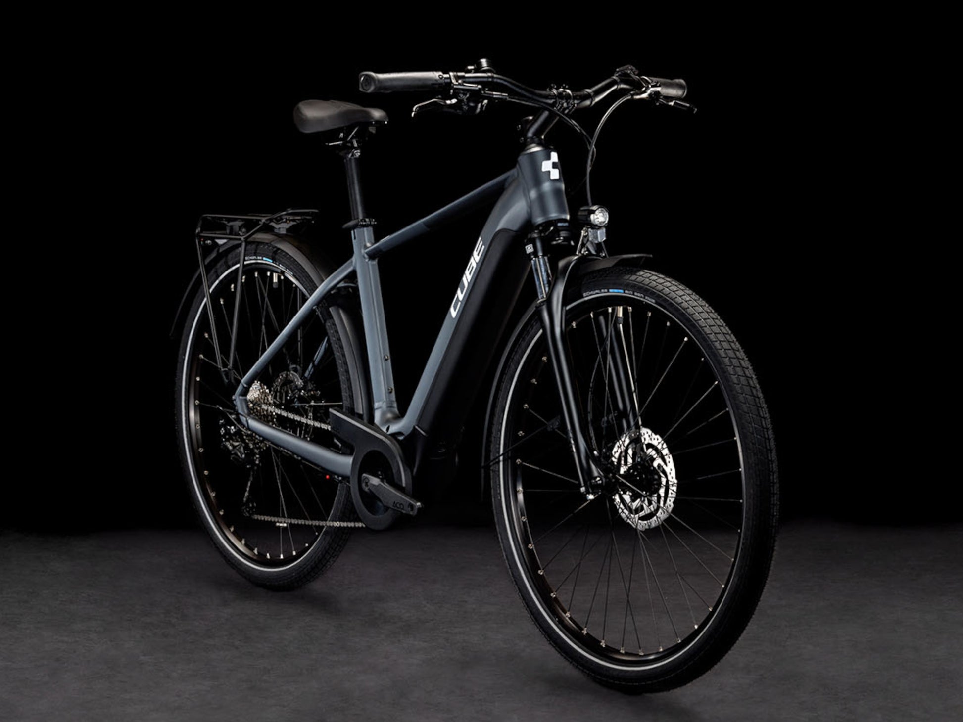 Cube Touring Hybrid ONE 500 eMTB hardtail grey n white front right side profile on Fly Rides
