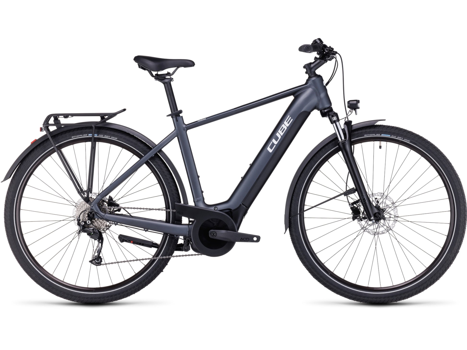 Cube Touring Hybrid ONE 500 eMTB hardtail grey n white side profile on Fly Rides