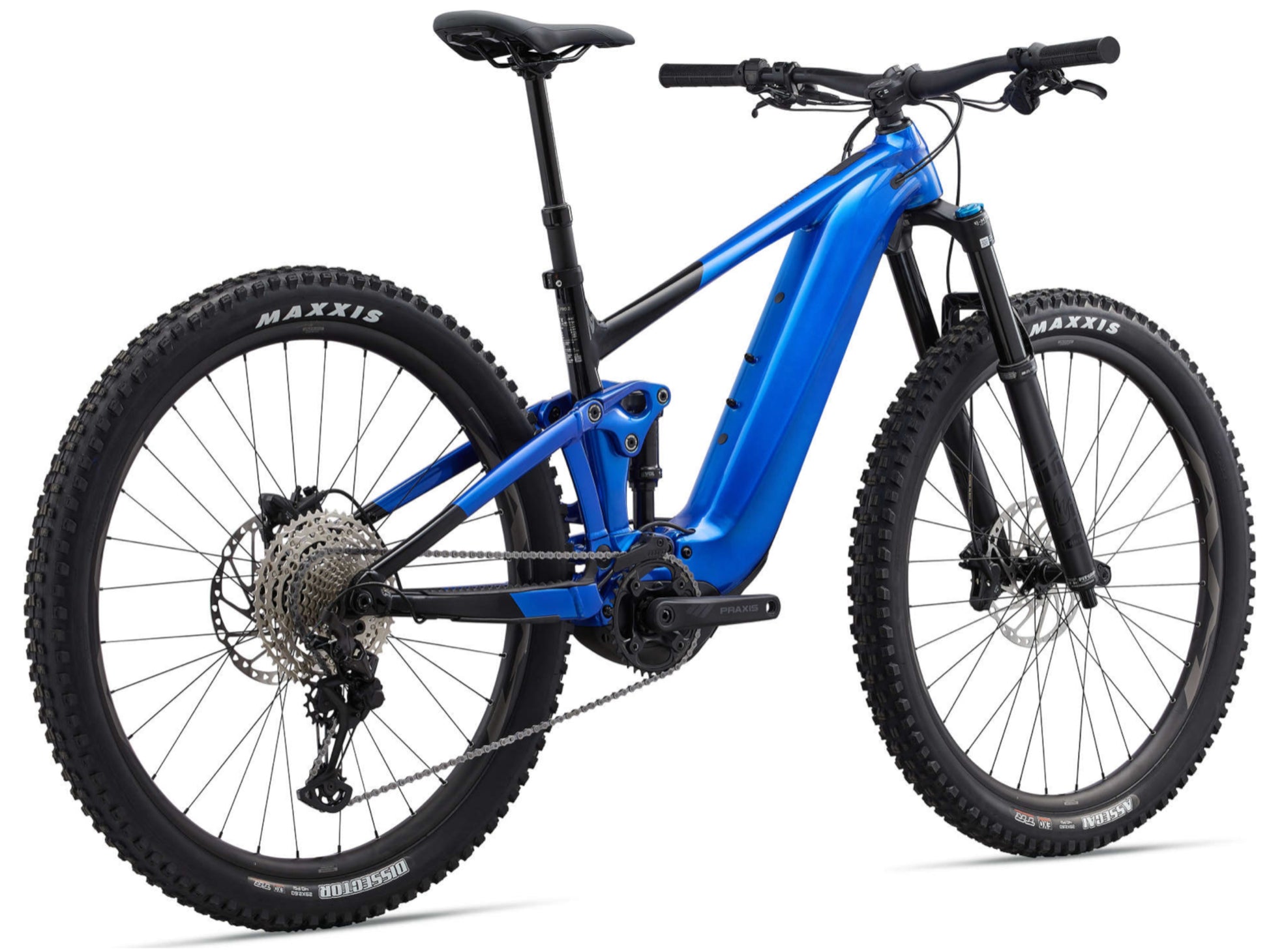 Giant Trance X E+ 2 Pro 29 eMTB full suspension sapphire rear right side profile on Fly Rides