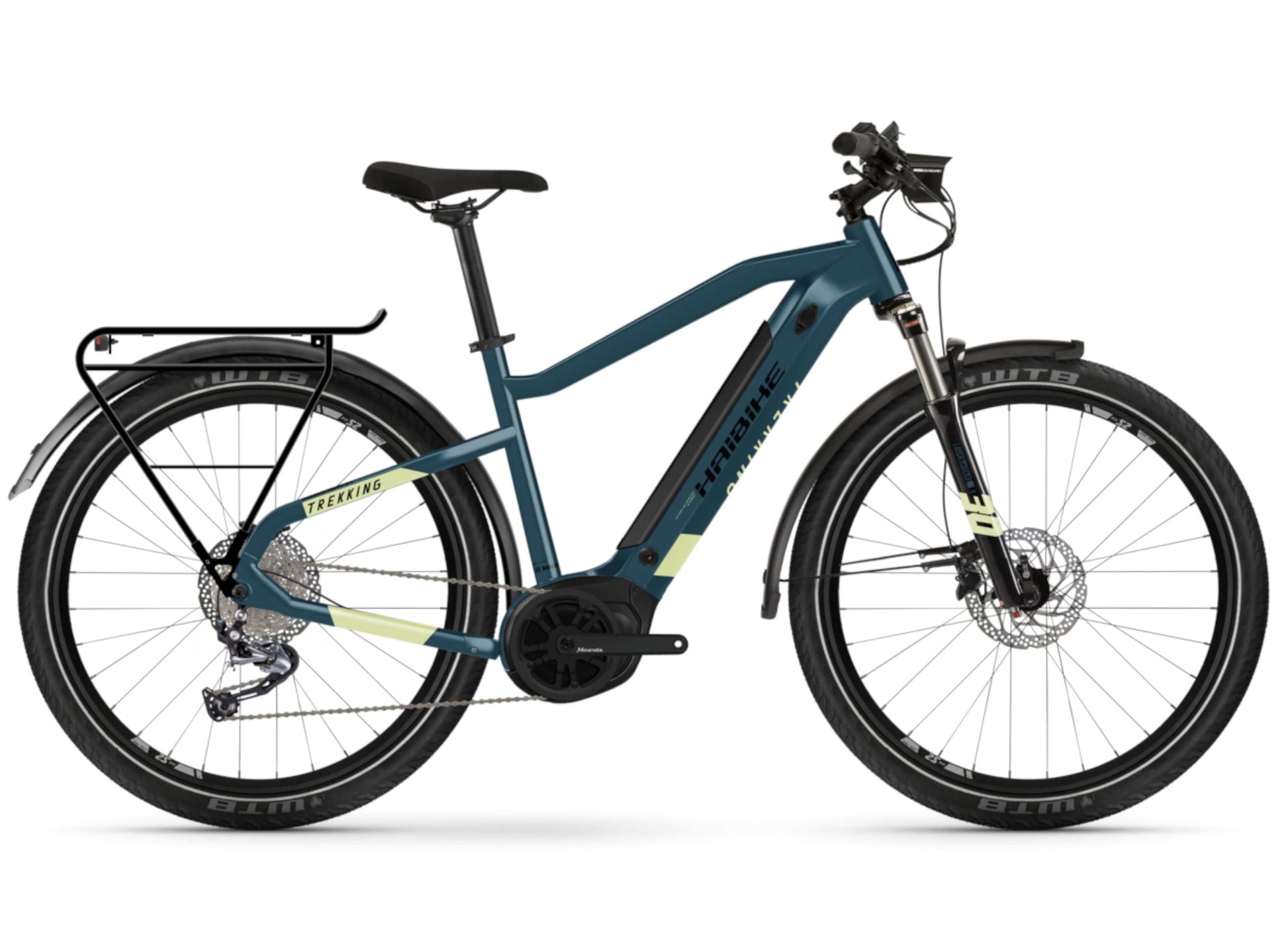 Haibike Trekking 5 emtb hardtail arctic blue side view on Fly Rides