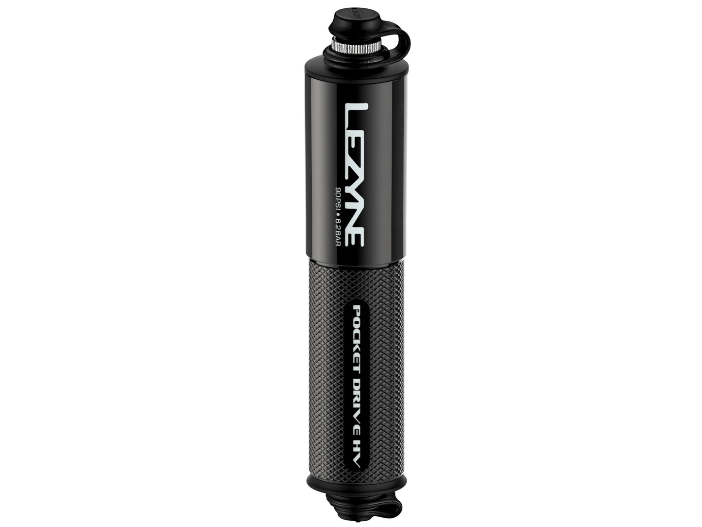 Lezyne Hand Pump pocket drive HV black side profile view on Fly Rides