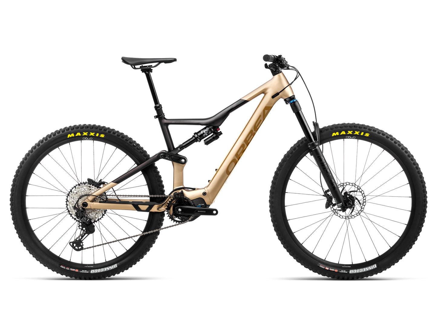 Orbea Rise H10 eMTB full suspension Baobab cosmic brown side profile on Fly Rides