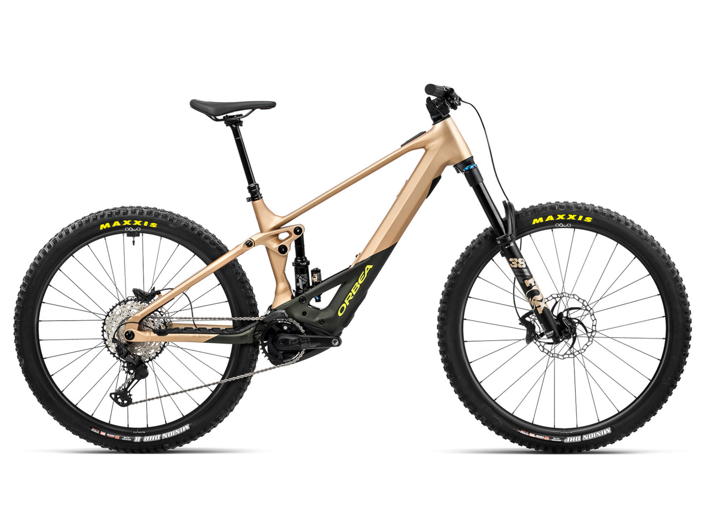 Orbea Wild H10 eMTB full suspension Baobab Brown Nori Green side profile on Fly Rides