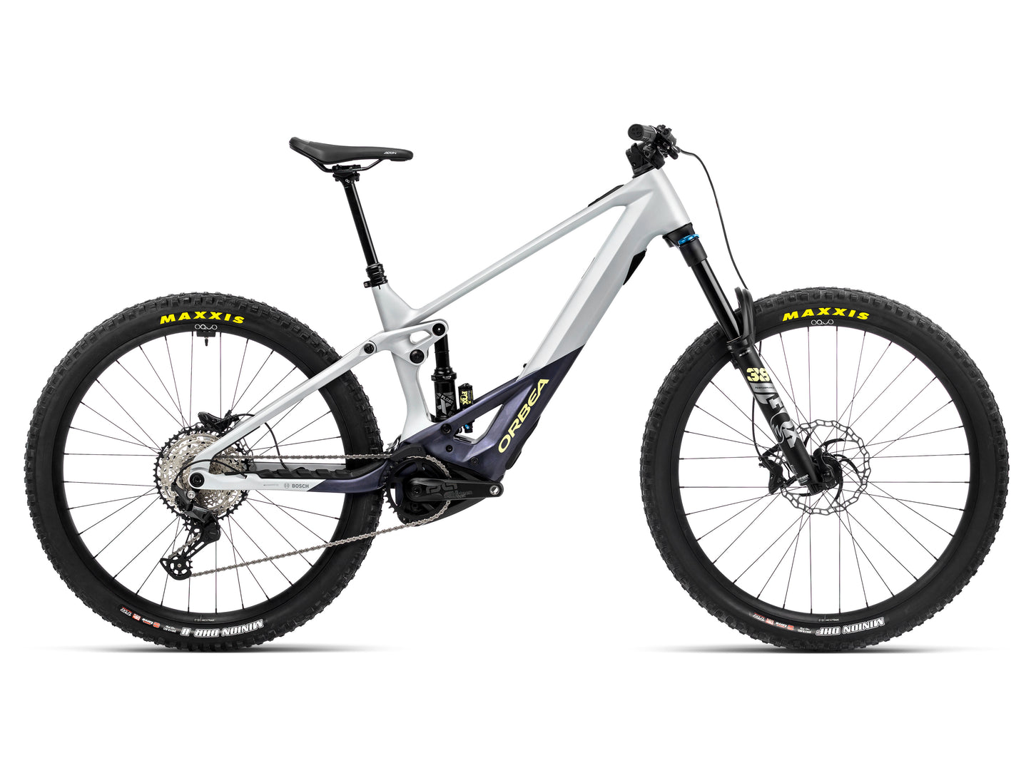 Orbea Wild M10 eMTB full suspension Halo silver tanzanite carbon side profile on Fly Rides