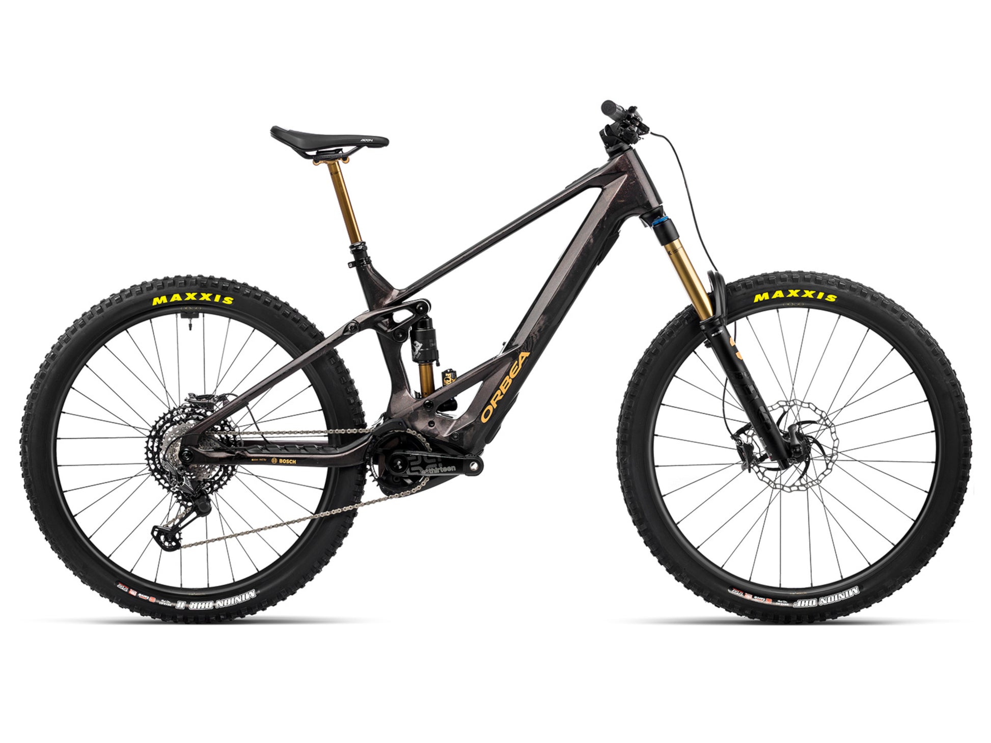 Orbea Wild  M-LTD eMTB full suspension Cosmic carbon side profile on Fly Rides