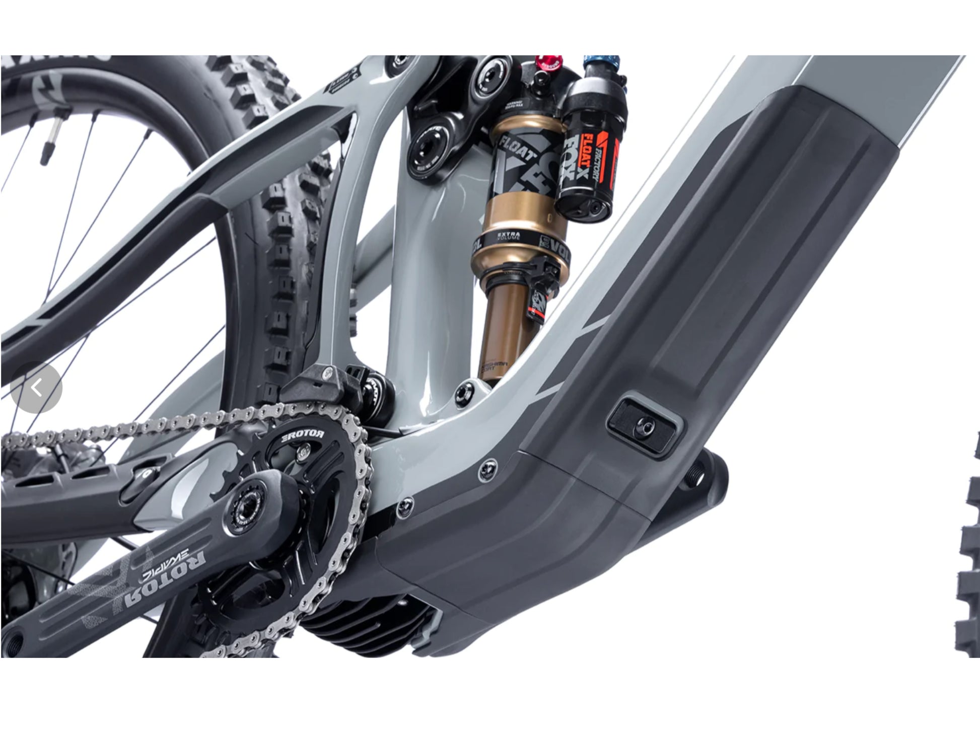 Pivot Shuttle SL Team XTR eMTB full suspension close up lower frame motor crankset rear suspension
