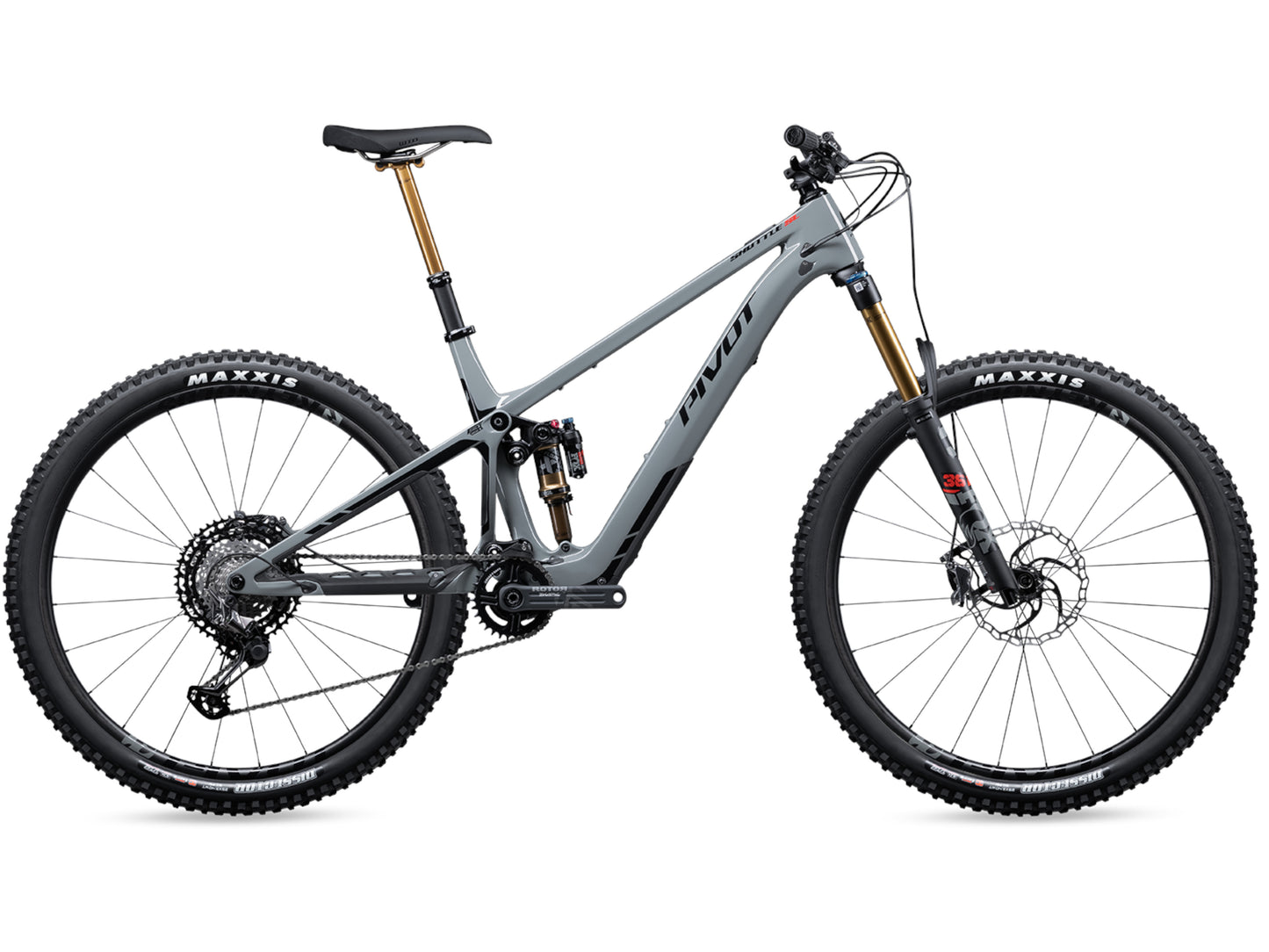 Pivot Shuttle SL Team XTR eMTB full suspension desert sage green side profile on Fly Rides