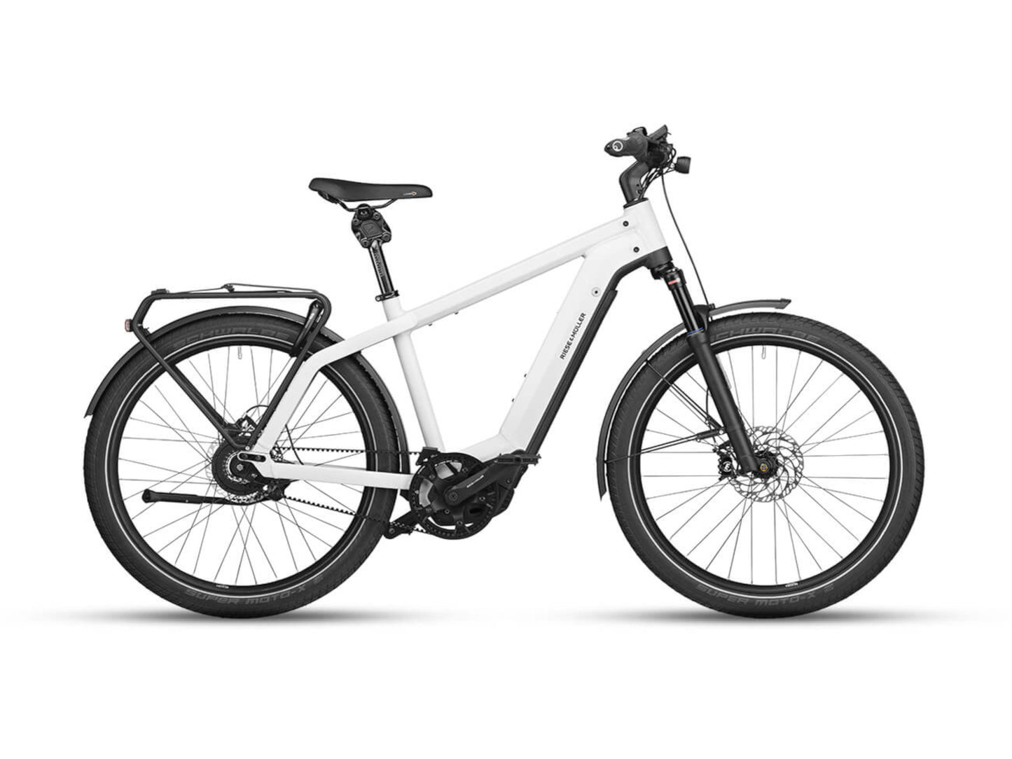 Riese and Muller Charger3 GT Vario emtb hardtail ceramic white side profile on Fly Rides