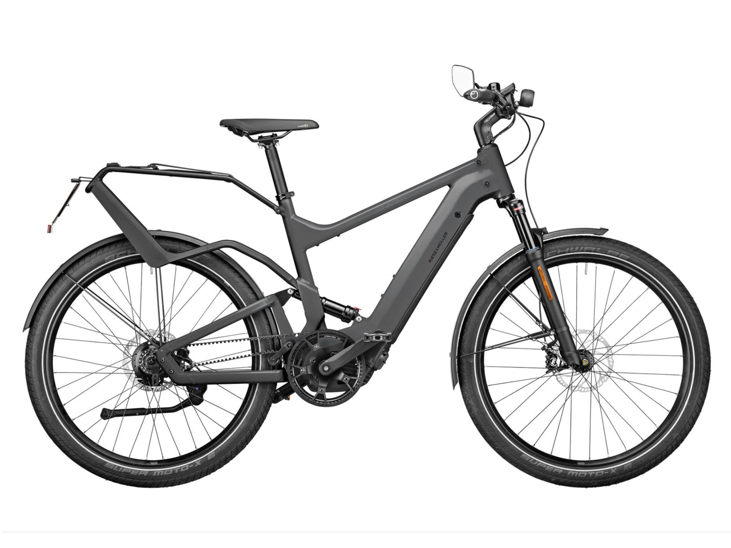 Riese and Muller Delite GT Rohloff HS eMTB full suspension urban grey profile on Fly Rides