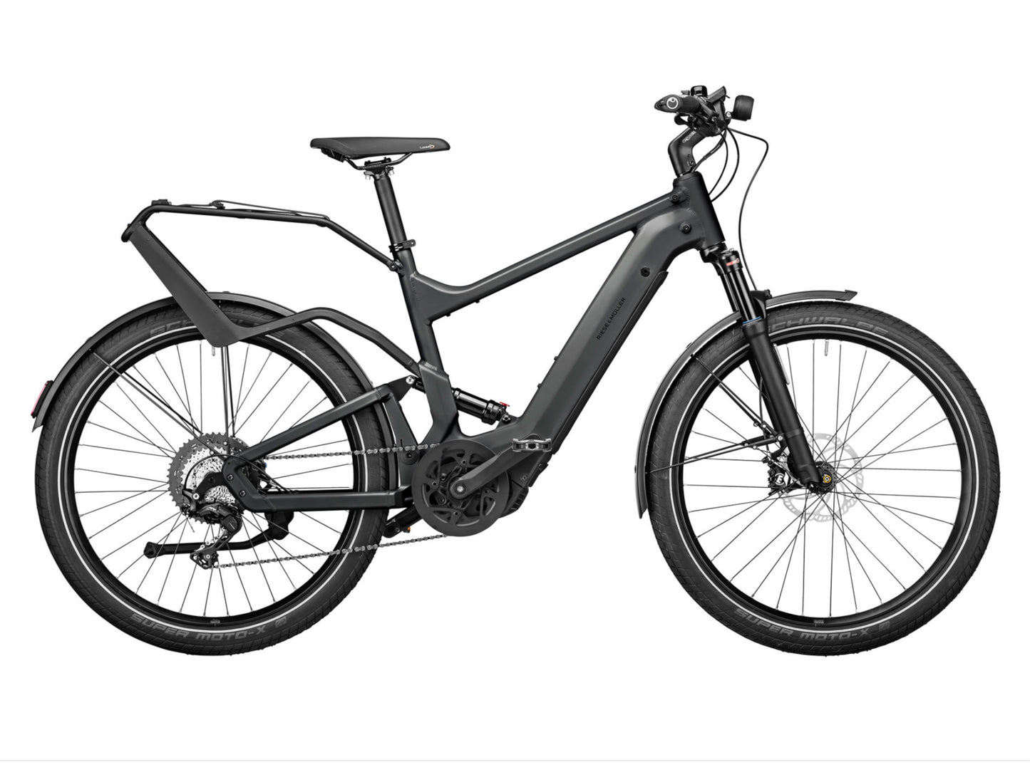 Riese and Muller Delite GT Touring eMTB full suspension urban grey profile on Fly Rides