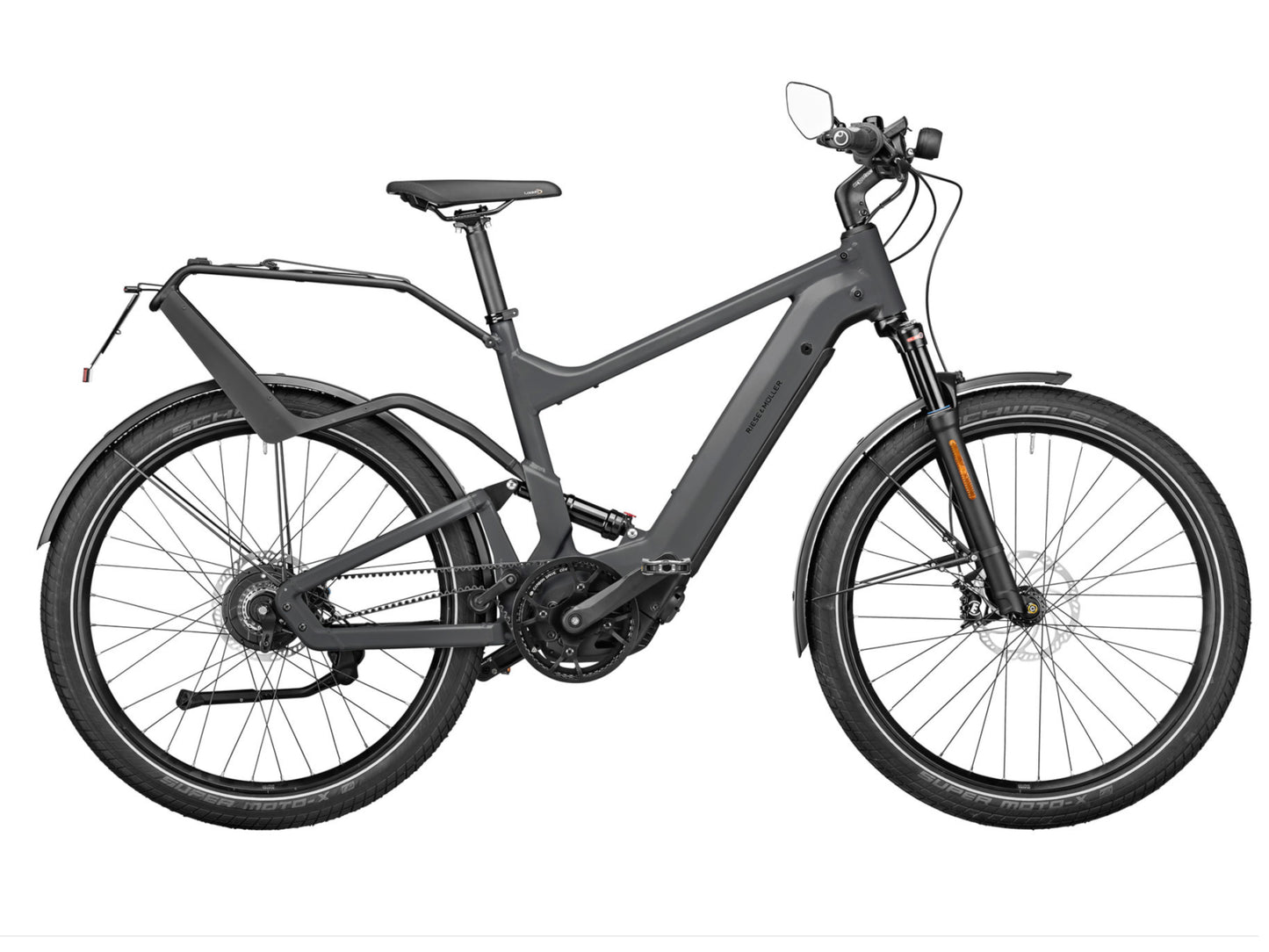 Riese and Muller Delite GT Vario HS eMTB full suspension urban grey profile on Fly Rides