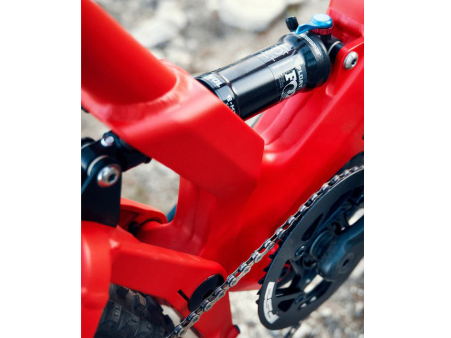 Riese and Muller Delite Mountain Touring eMTB full suspension close up rear shock frame