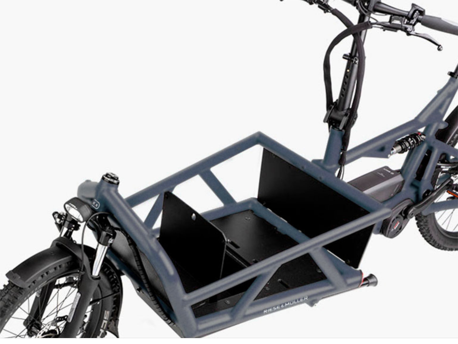 Riese and Muller Load 60 Rohloff eMTB full suspension closeup glovebox option