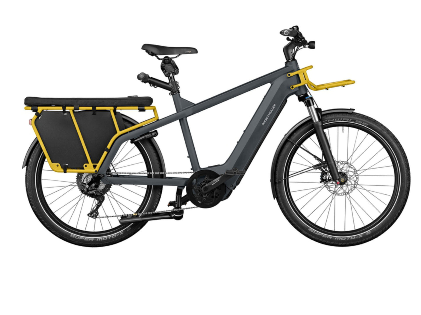 Riese and Muller Multicharger GT Touring 750 emtb hardtail grey curry side profile with passenger kit