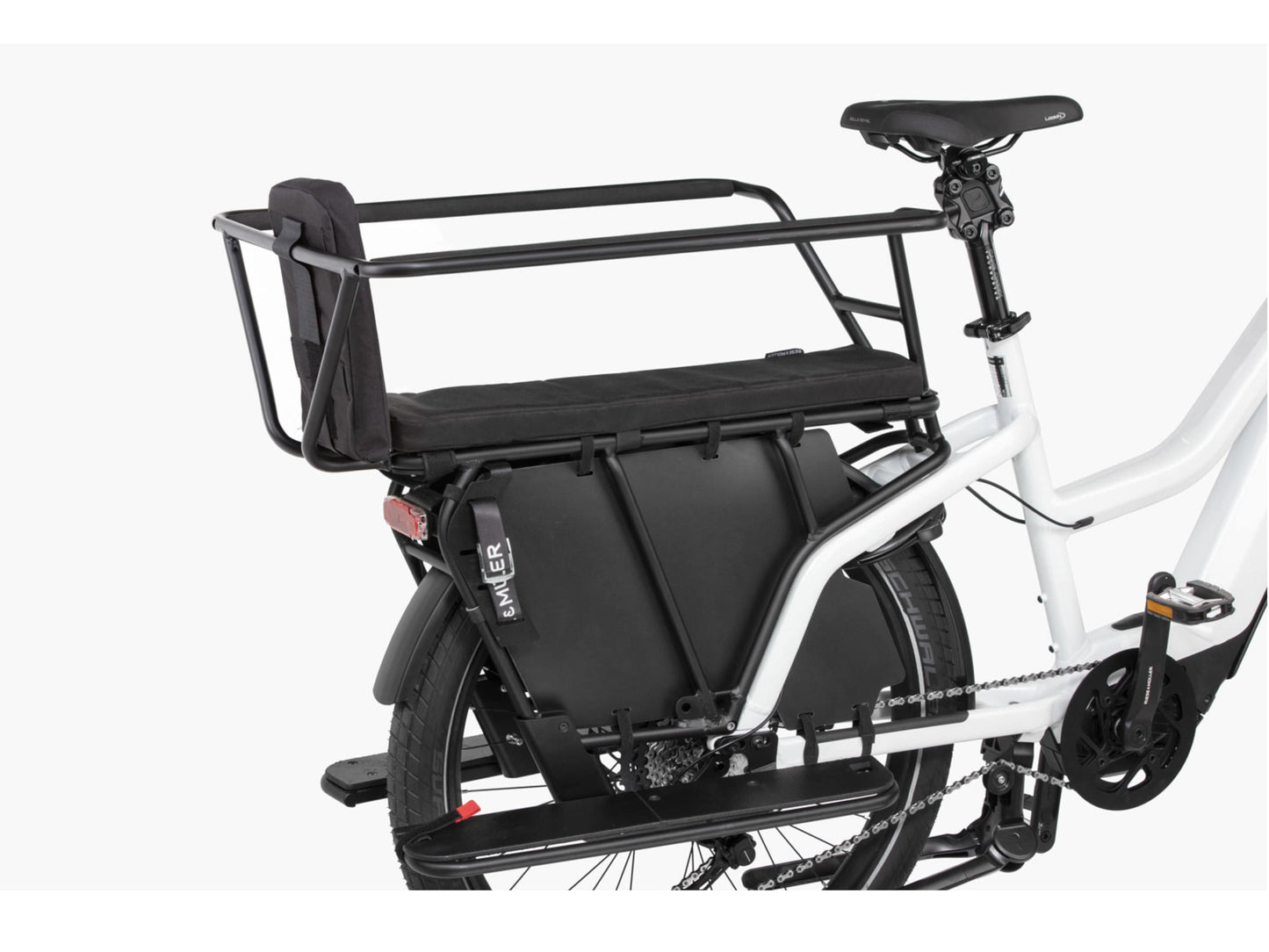 Riese and Muller Multicharger Mixte GT Vario 750 emtb hardtail closeup rear carrier passenger safety kit option