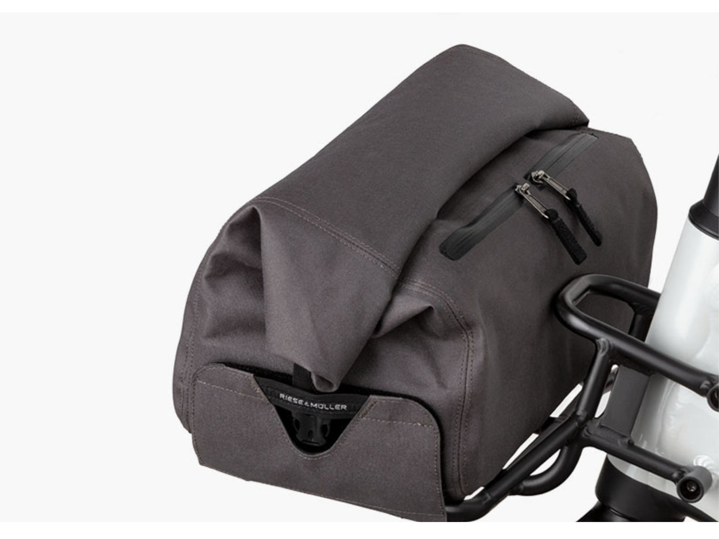 Riese and Muller Nevo Automatic close up front carrier bag option