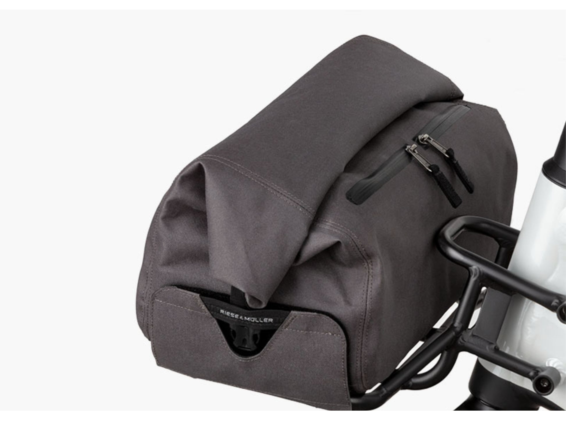 Riese and Muller Nevo Automatic close up front carrier bag option