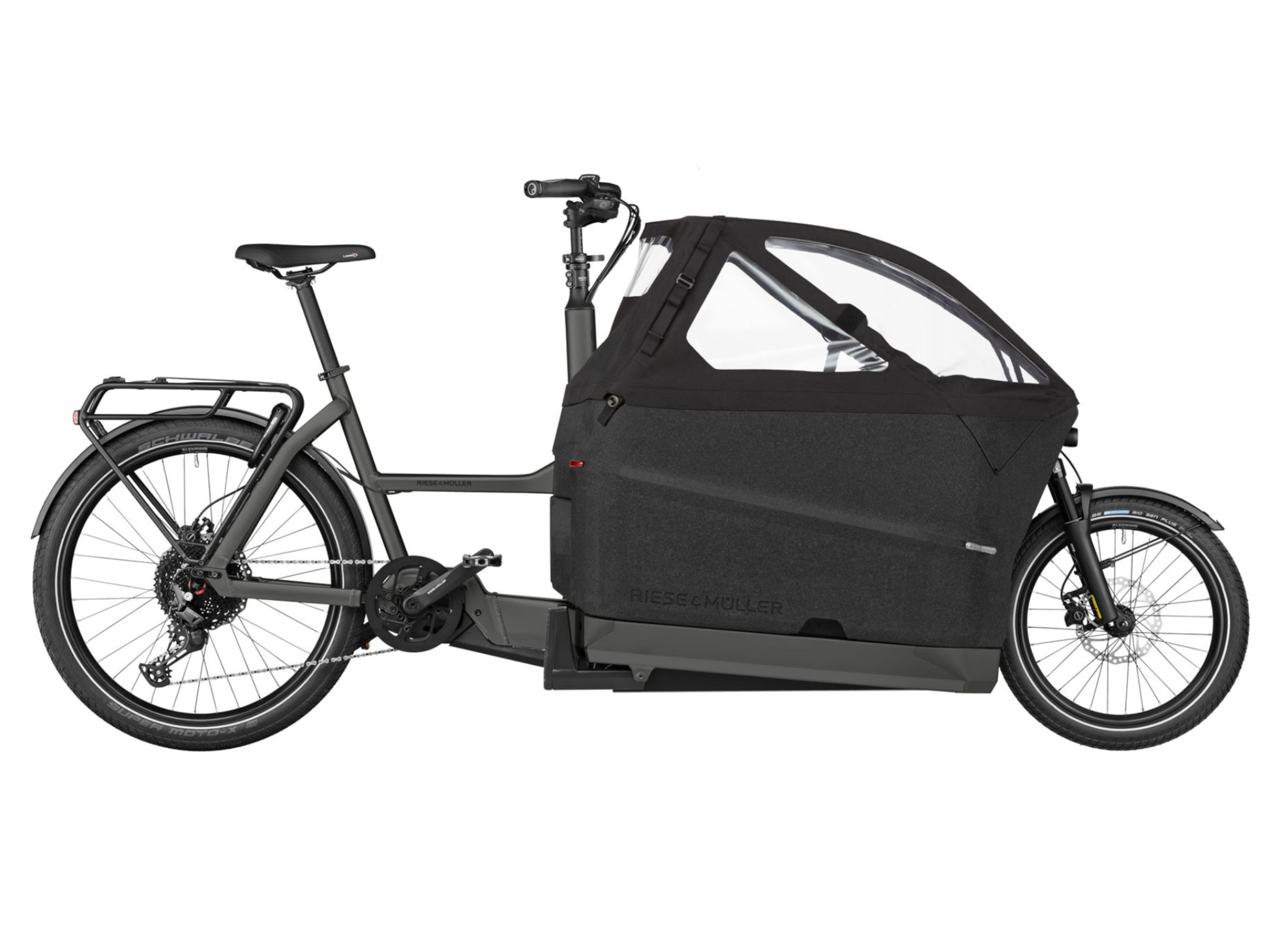 Riese & Muller Packster 70 Family cargo eMTB hardtail urban grey side profile on Fly Rides