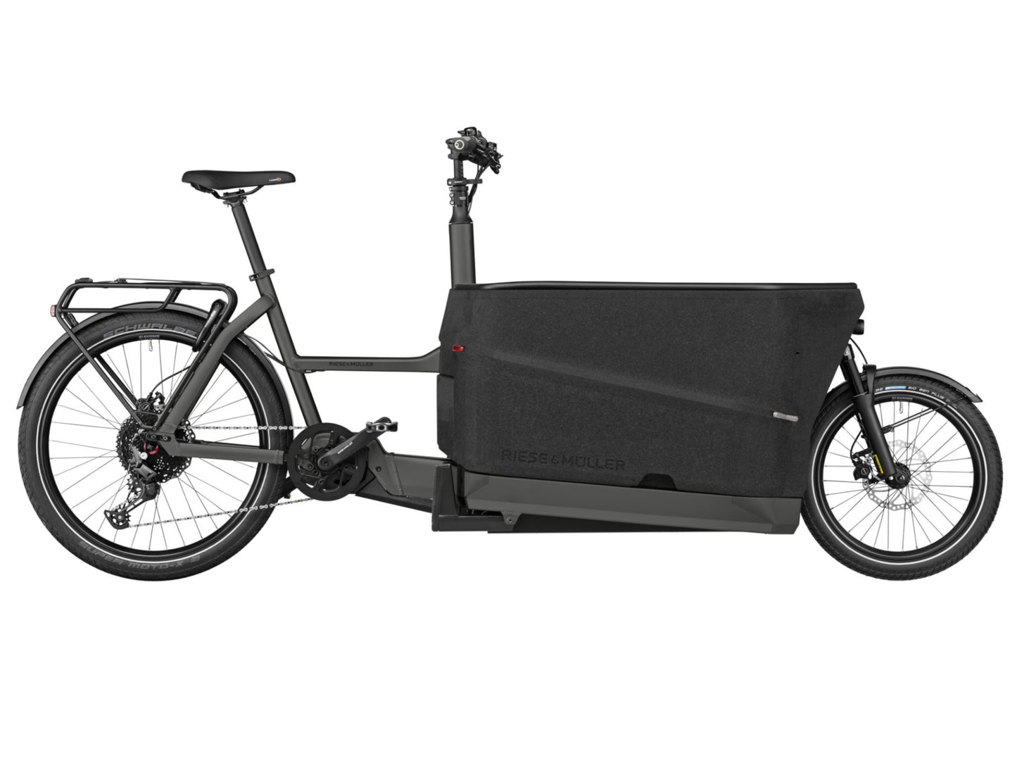 Riese & Muller Packster 70 Touring cargo eMTB hardtail urban grey side profile on Fly Rides