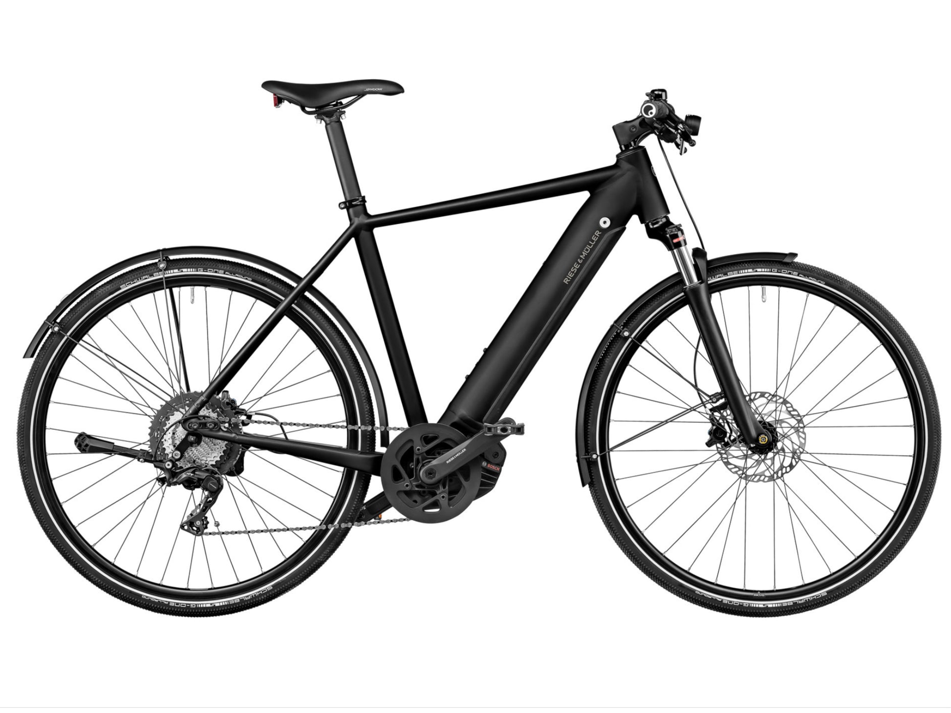 Riese and Muller Roadster Touring eMTB hardtail black side profile on Fly Rides