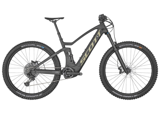 Scott Genius eRide 910 eMTB full suspension matte black side profile on Fly Rides