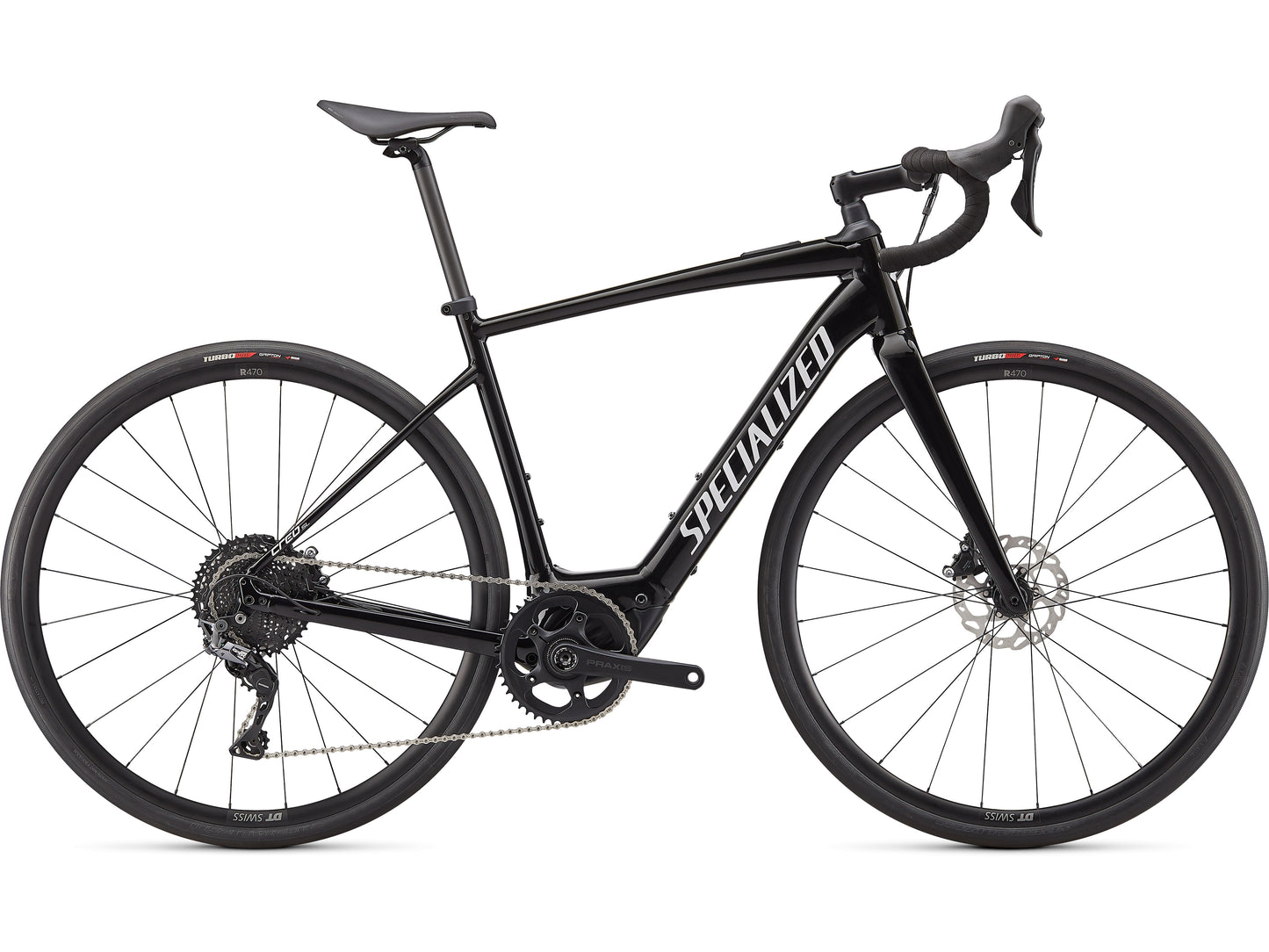 Specialized Turbo Creo SL Comp E5 eMTB Tarmac Black White Silver side profile on Fly Rides