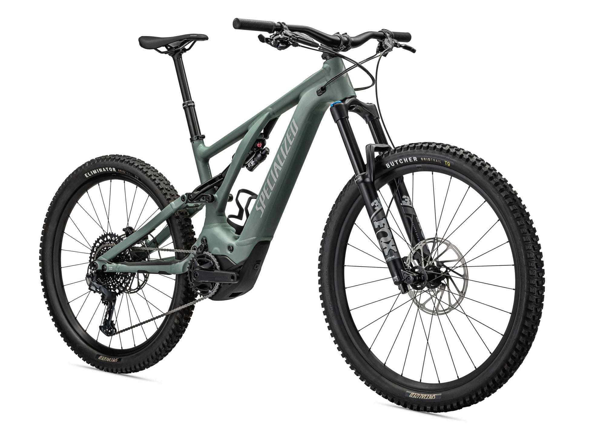 Specialized Turbo Levo Comp Alloy full suspension sage green side front profile on Fly Rides