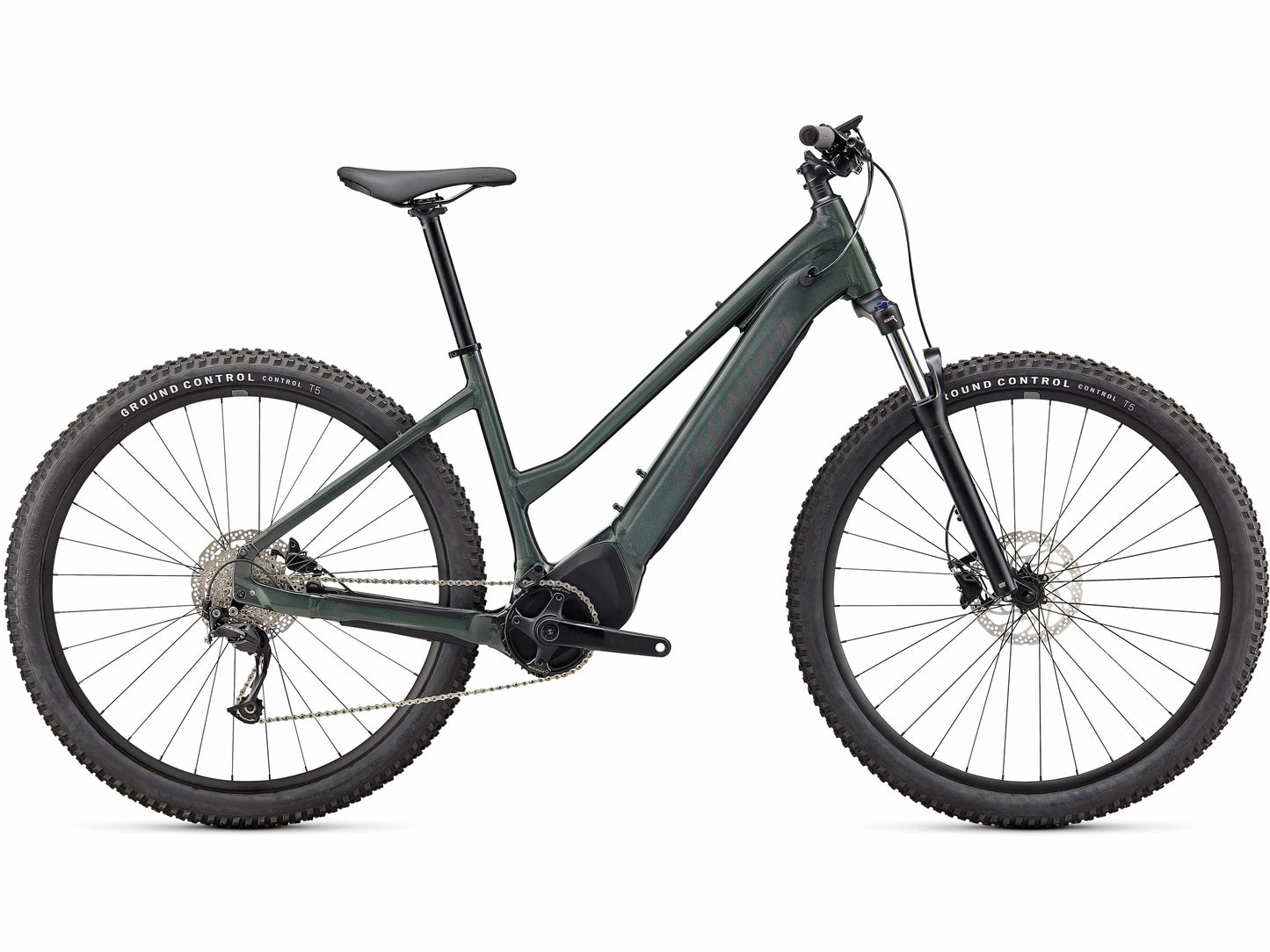 Specialized Turbo Tero 3.0 Step-through emtb hardtail oak green side view on Fly Rides