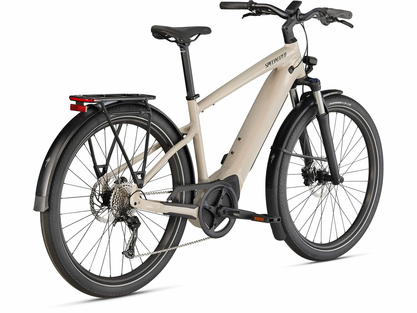 Specialized Turbo Vado 3.0 electric bike white mountain back side view on Fly Rides