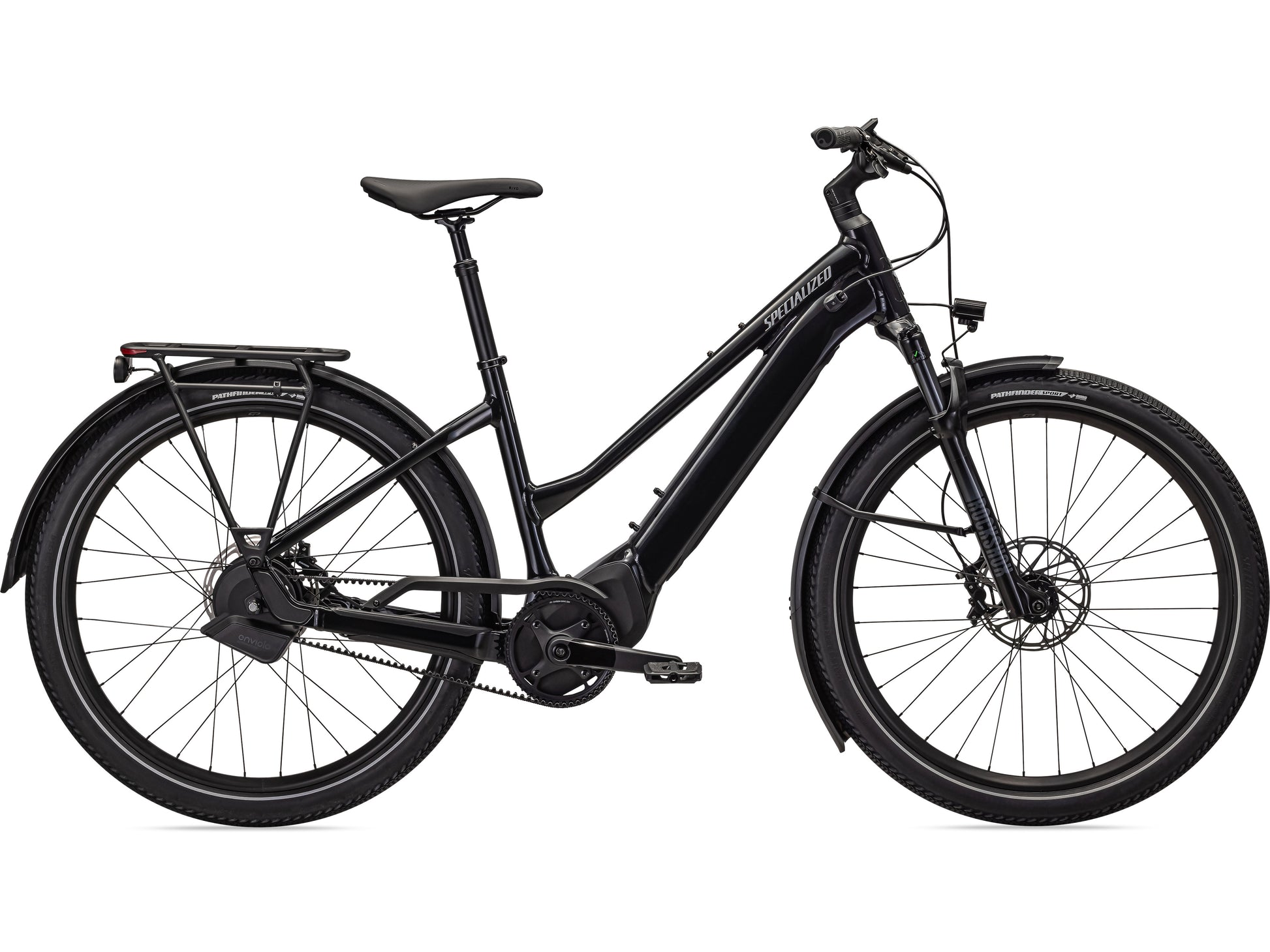 Specialized Turbo Vado 5.0 IGH Step-through eMTB hardtail Cast black Silver reflective side view on Fly Rides