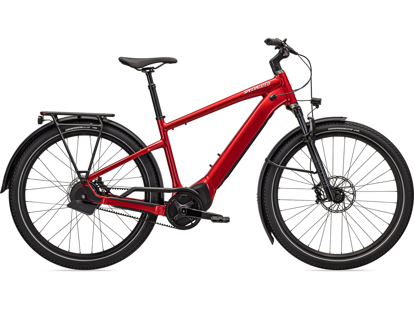Specialized Turbo Vado 5.0 IGH eMTB hardtail Red tint Silver reflective side view on Fly Rides