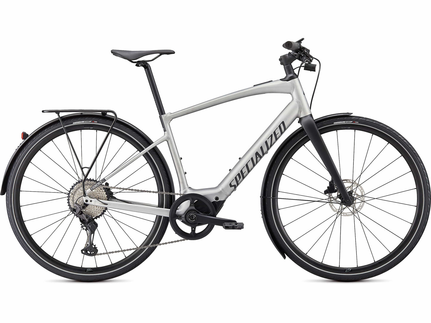 Specialized Turbo Vado SL 5.0 EQ ebike brushed aluminum side view on Fly Rides