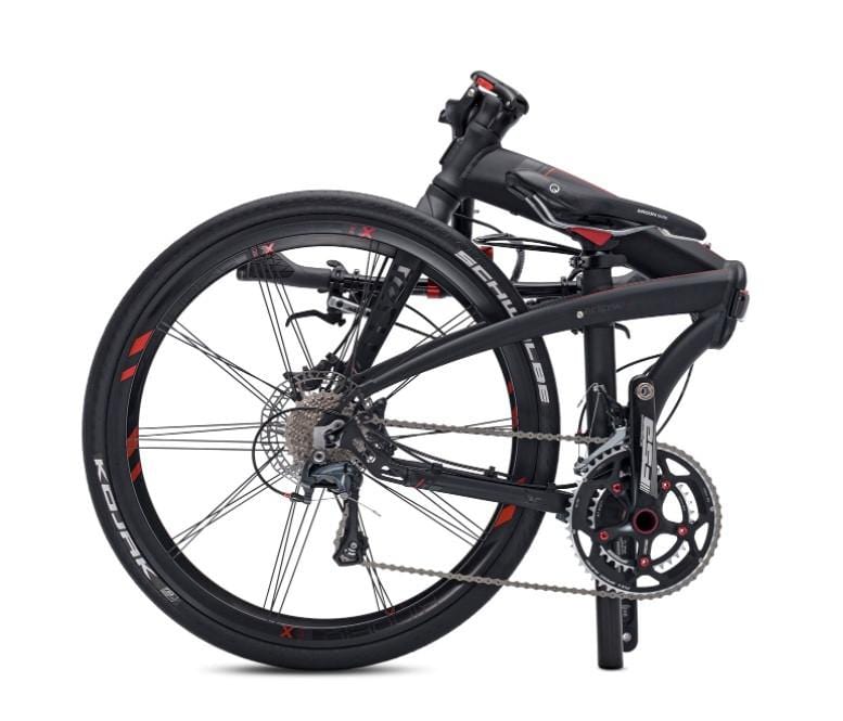 Tern Eclipse X22 folding bike satin black folded on Fly Rides