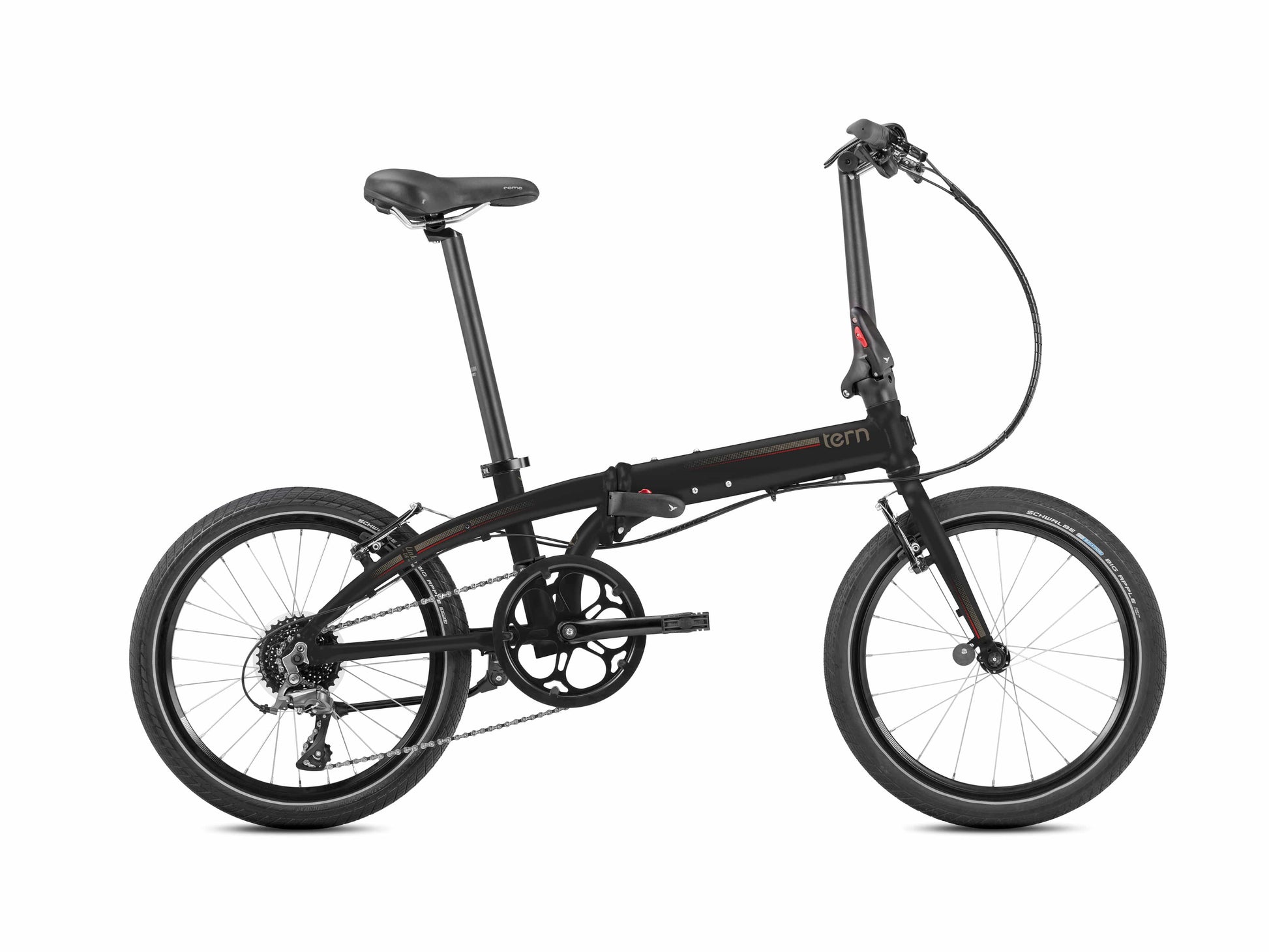 Tern Link D8 folding bike matte black side view on Fly Rides