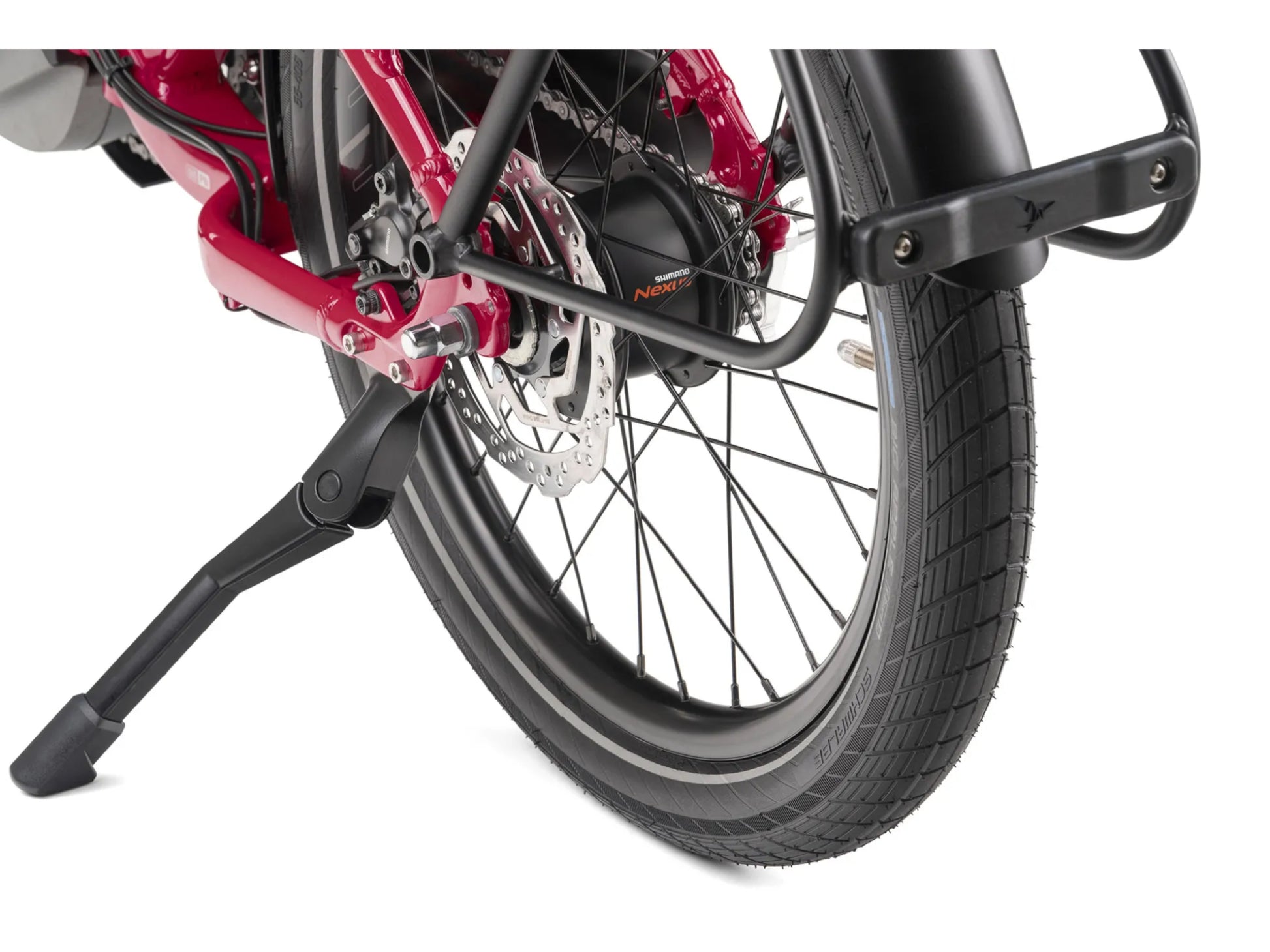Tern NBD P8i electric cargo bike close up kickstand rear wheel