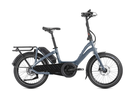 Tern NBD S5i electric cargo bike blue grey side profile on Fly Rides