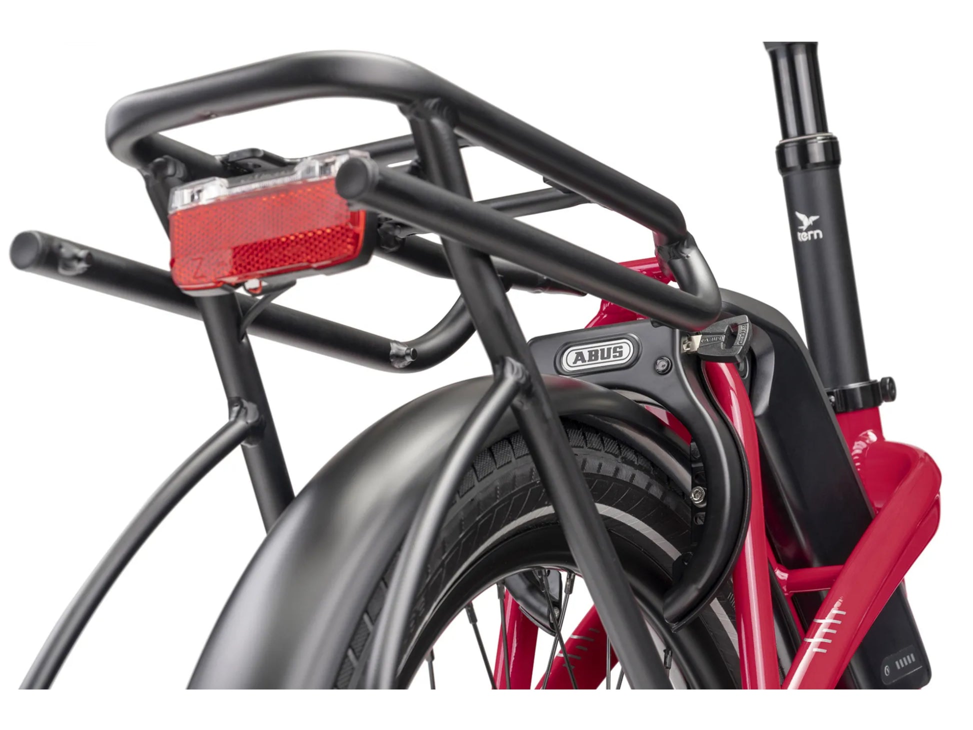 Tern NBD S5i electric cargo bike close up Gaia Rack rear wheel