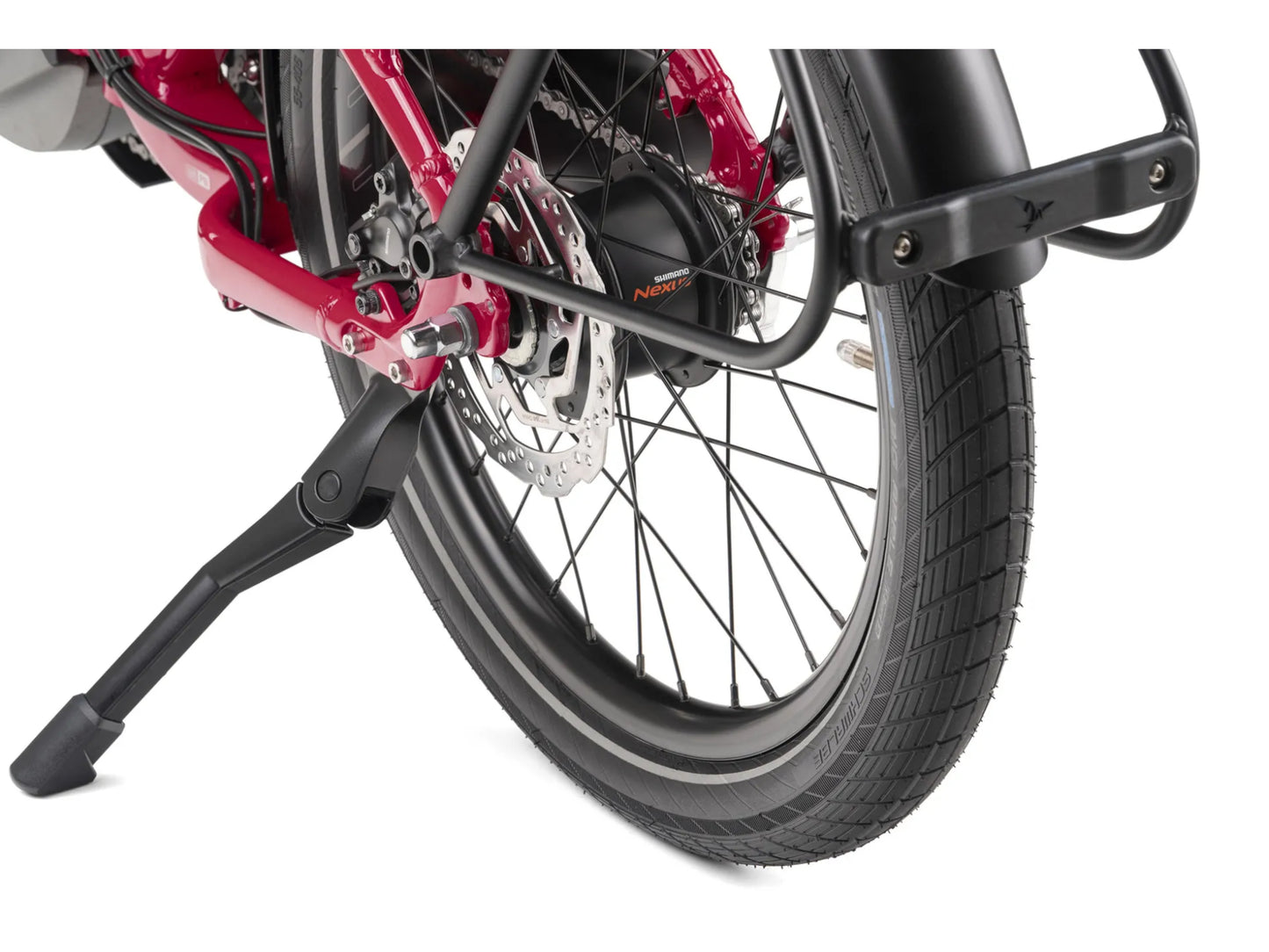 Tern NBD S5i electric cargo bike close up kickstand rear wheel