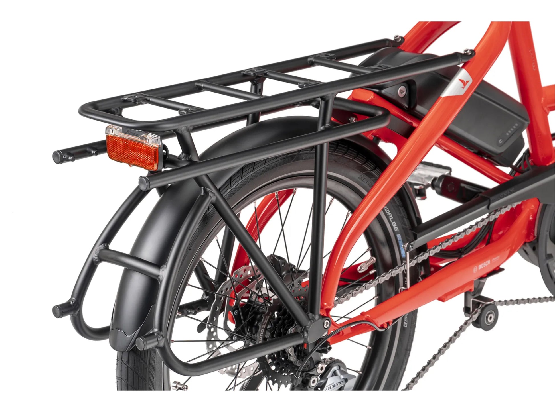 Tern Quick Haul D8 electric cargo bike close up atlas q rack rear wheel