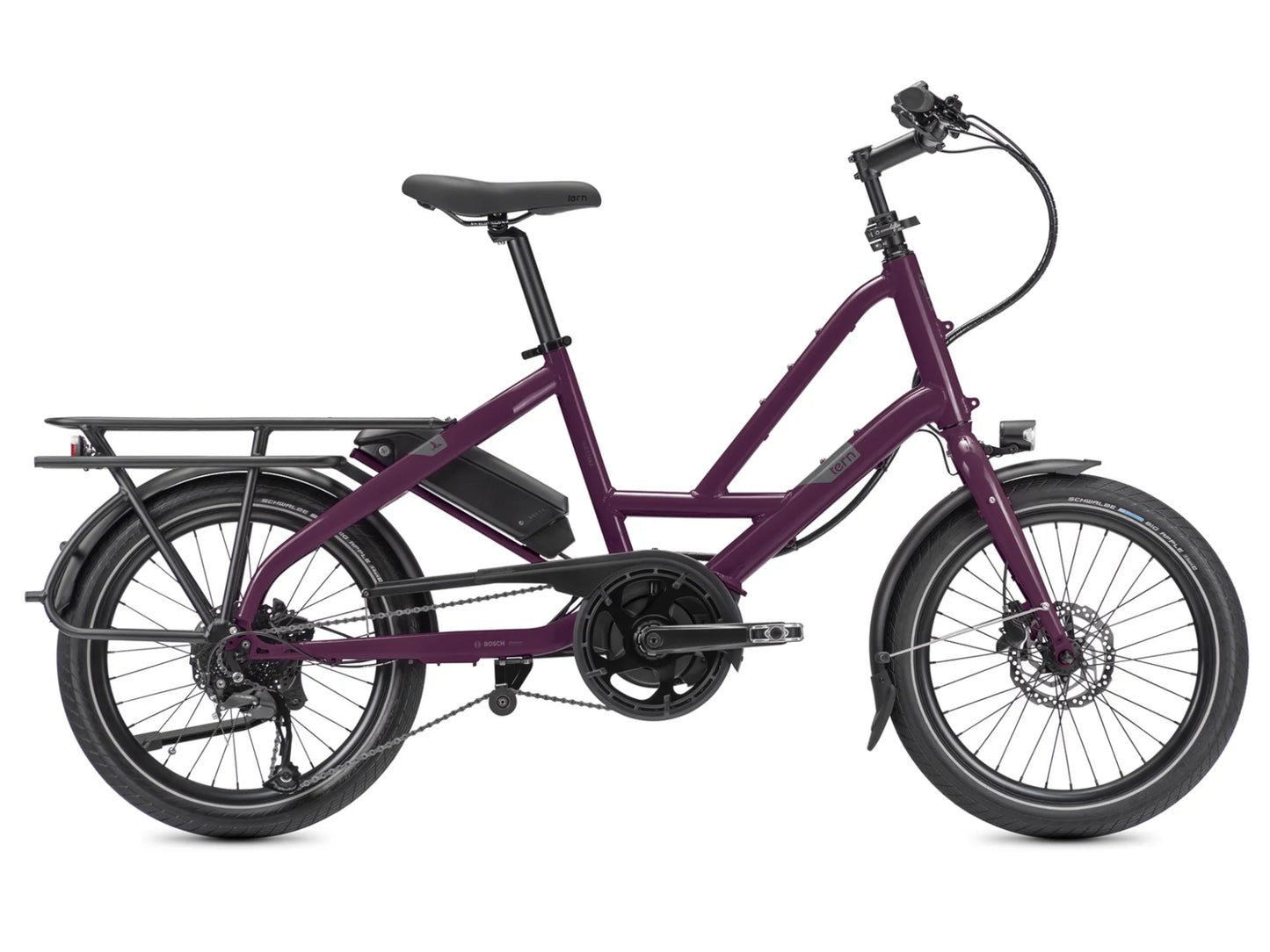 Tern Quick Haul P9 Performance electric cargo bike merlot side profile on Fly Rides